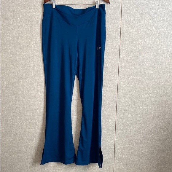 Nike Pants - Nike Retro Logo Blue Flare Split Hem Leggings